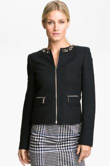 Michael by Michael Kors Chain Trim Zip Jacket - Lyst