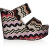 Missoni Crochet and Leather Wedge Sandals in Multicolor (pink) - Lyst