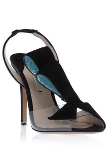 Nicholas Kirkwood Suede and Glitter Bow Sandal - Lyst