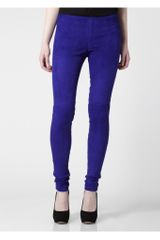 Victoria Beckham Suede Leggings Electric Blue