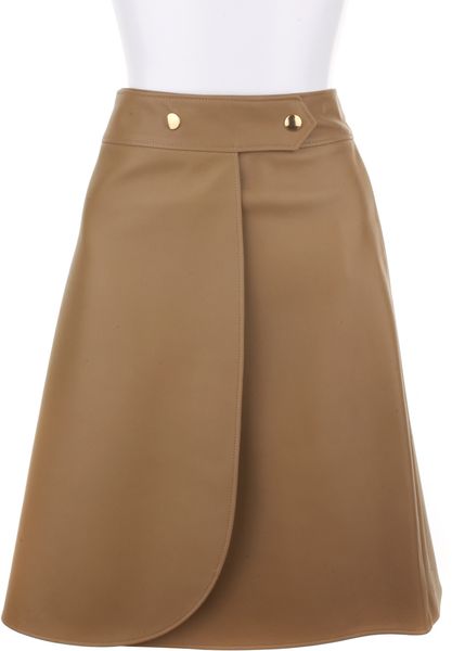 Yves Saint Laurent Wrap Around Skirt in Genuine Leather in Beige (leopard) - Lyst