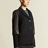 Jil Sander Womens Mozart Leather Sleeve Jacket in Black - Lyst