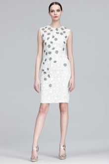 Lela Rose Floral Applique Lace Dress - Lyst