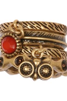 Lucky Brand Gold Tone Owl Stack Ring - Lyst
