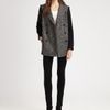 Tibi Bonded Tweed Peacoat in Gray (black) - Lyst