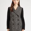 Tibi Bonded Tweed Peacoat in Gray (black) - Lyst