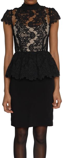 Alice + Olivia Short Dress in Lace and Jersey - Lyst