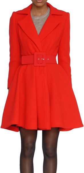 Alice + Olivia Wool Overcoat in Red - Lyst