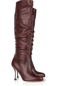 Brian Atwood Josie Ruched Leather Knee Boots - Lyst