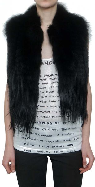 Givenchy Black Fur Gilet in Black - Lyst