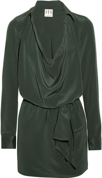 Haute Hippie Cowl-neck Silk Crepe De Chine Dress - Lyst