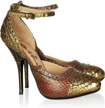 Lanvin Crystalembellished Python Pumps - Lyst