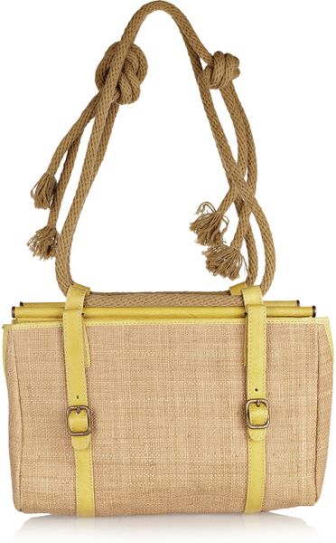 whitney large raffia and leather convertible shoulder bag