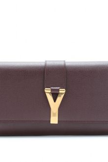 Yves Saint Laurent Chyc Leather Clutch with Logo Closure - Lyst