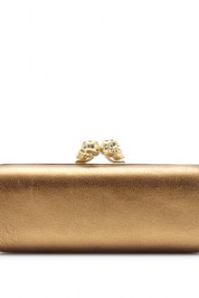 Alexander McQueen Twin Skull Metallic Leather Box Clutch - Lyst