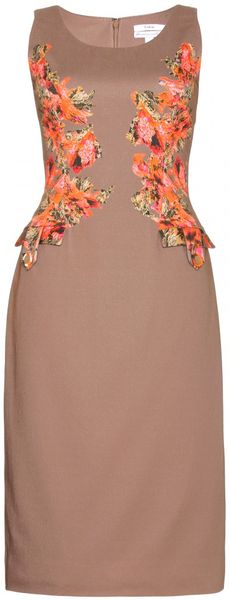 Erdem Sasha Printed Dress in Beige (hazelnut) - Lyst
