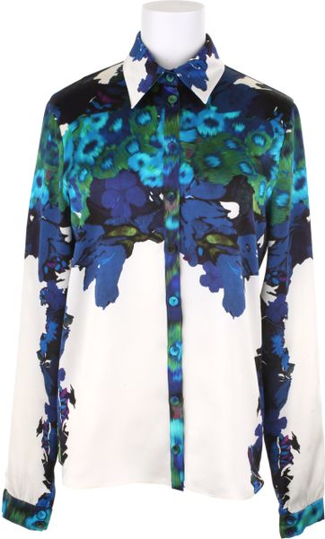 Erdem Silk Satin Shirt in Blue (multicolored) - Lyst
