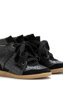 Isabel Marant Betty Suede Trimmed Leather Wedge Sneakers - Lyst