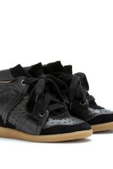 Isabel Marant Betty Suede Trimmed Leather Wedge Sneakers