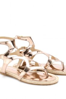 Jimmy Choo Peachy Metallic Leather Sandals - Lyst