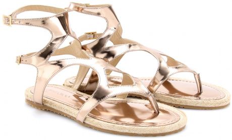 Jimmy Choo Peachy Metallic Leather Sandals in Pink (rose) - Lyst