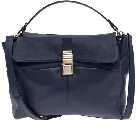 Lanvin Navy For Me Medium Leather Shoulder Bag in Black (navy) - Lyst