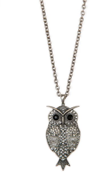 Mango Owl Pendant Necklace in Gray (93) - Lyst