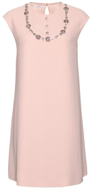 Miu Miu Embellished Shift Dress - Lyst