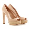 Miu Miu Patent Leather Peeptoes with Espadrille Platform in Beige (nude) - Lyst
