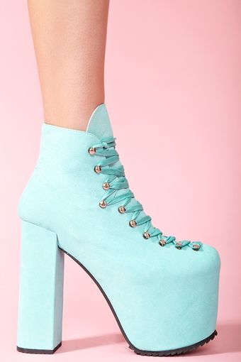 Nasty Gal Hellbound Platform Boot Turquoise - Lyst