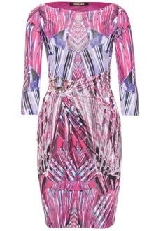 Roberto Cavalli Wrap Effect Dress with Brooch - Lyst