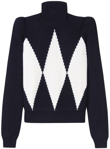 Stella Mccartney Two Tone Knit Pullover in Blue (navy) - Lyst