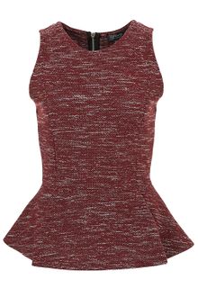 Topshop Sleeveless Boucle Peplum Top - Lyst