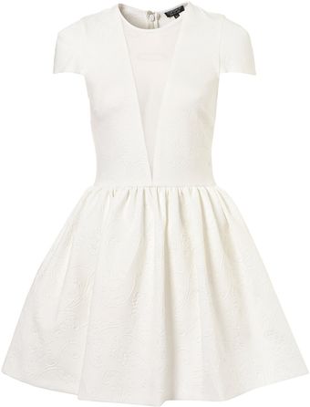 Topshop Embossed Scuba Skater Dress - Lyst