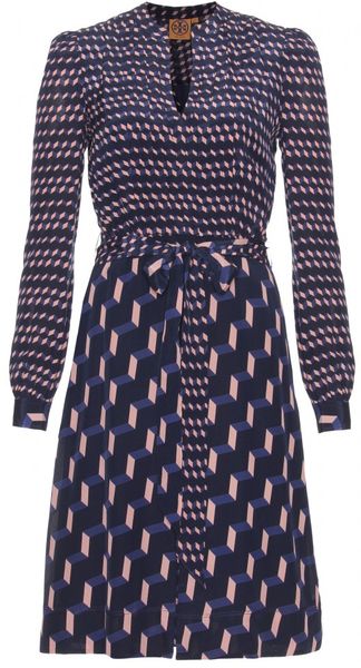 Tory Burch Judi Printed Silk Dress in Blue - Lyst