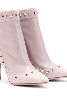 Valentino Rockstud Suede and Leather Ankle Boots - Lyst