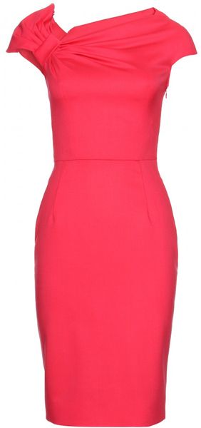 Valentino Wool Dress with Asymmetrically Draped Neckline - Lyst