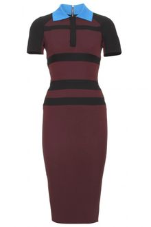 Victoria Beckham Victoria Beckham Striped Dress with Collar - Lyst