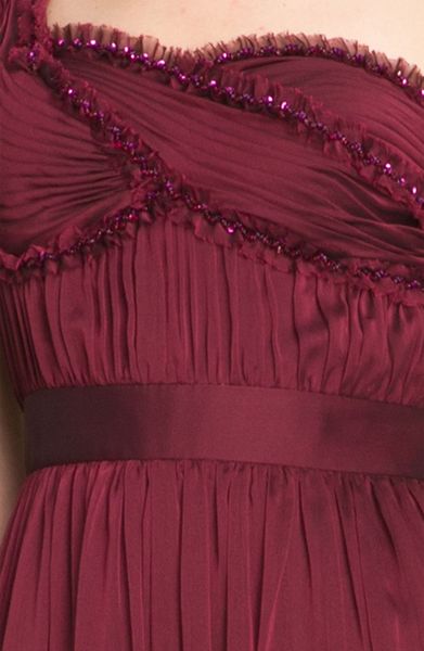 adrianna papell one shoulder embellished gown