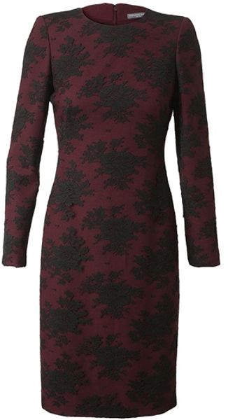 Alexander Mcqueen Layered Crepe Wool and Lace Dress in Purple (burgundy) - Lyst