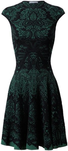 Alexander Mcqueen Wool Blend Knit Dress in Green - Lyst