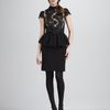 Alice + Olivia Robyn Lace Top Peplum Dress in Black - Lyst