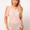 Asos Collection Asos Cut and Sew Open Shoulder Top in Pink (orange) - Lyst