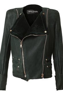 Balmain Leather and Shearling Biker Jacket - Lyst