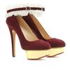 Charlotte Olympia Dolly Platform Pumps with Ruffled Anklets in Red (aubergine) - Lyst