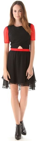 Charlotte Ronson Cutout Dress with High Low Hem - Lyst