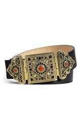 Etro Black Belt with Oriental Crystal Embellished Buckle