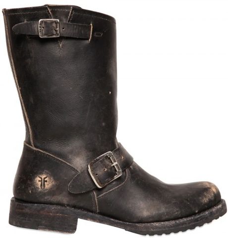 stone washed leather boots