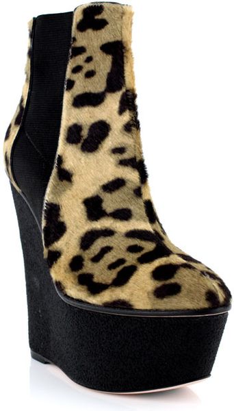 Giambattista Valli Leopard Pony Hair Wedge Bootie in Animal (leopard) - Lyst