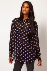 Glamorous Polka Dot Oversize Chiffon Shirt